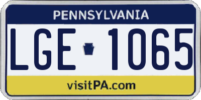 PA license plate LGE1065
