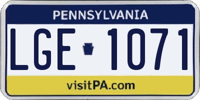 PA license plate LGE1071