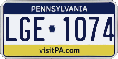 PA license plate LGE1074