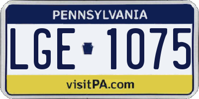 PA license plate LGE1075
