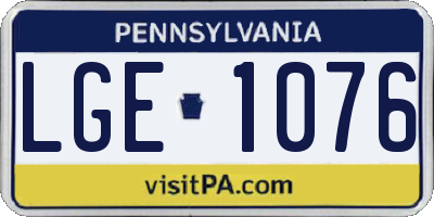PA license plate LGE1076