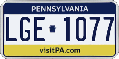 PA license plate LGE1077