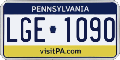 PA license plate LGE1090