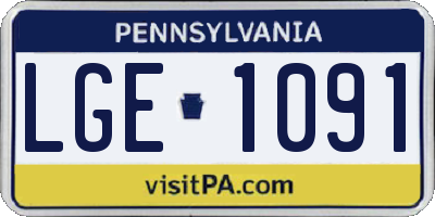 PA license plate LGE1091