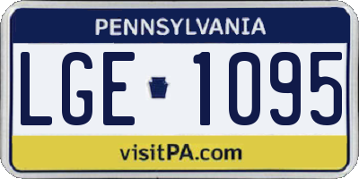 PA license plate LGE1095
