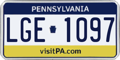 PA license plate LGE1097