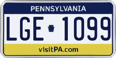 PA license plate LGE1099