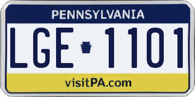 PA license plate LGE1101