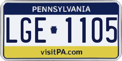PA license plate LGE1105