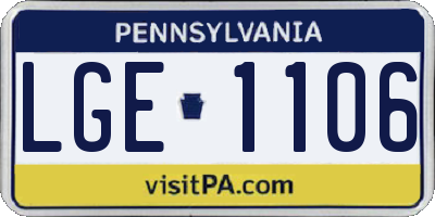 PA license plate LGE1106