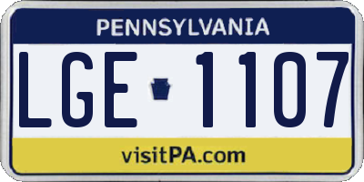 PA license plate LGE1107