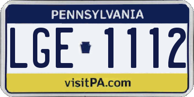 PA license plate LGE1112