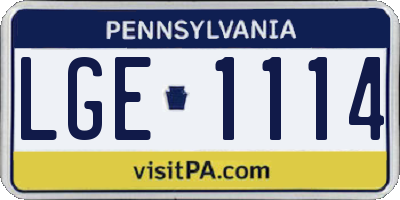 PA license plate LGE1114