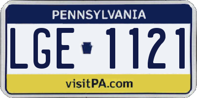PA license plate LGE1121