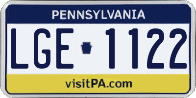 PA license plate LGE1122