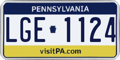 PA license plate LGE1124