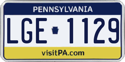 PA license plate LGE1129