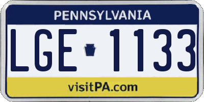 PA license plate LGE1133