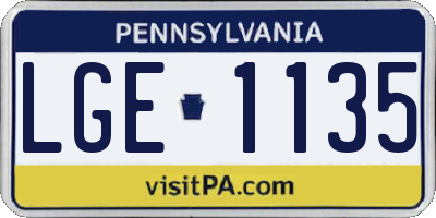 PA license plate LGE1135
