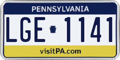 PA license plate LGE1141