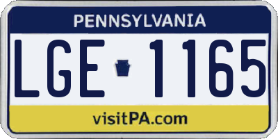 PA license plate LGE1165