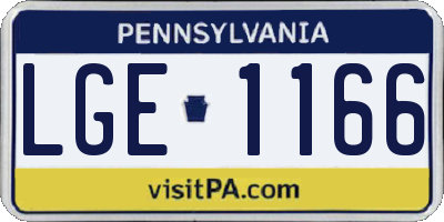 PA license plate LGE1166