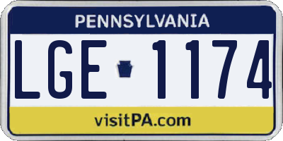PA license plate LGE1174