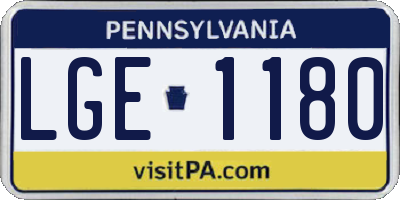 PA license plate LGE1180