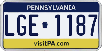 PA license plate LGE1187