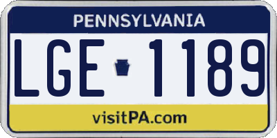 PA license plate LGE1189