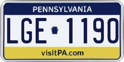 PA license plate LGE1190