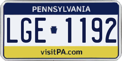 PA license plate LGE1192