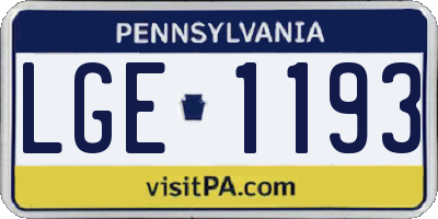 PA license plate LGE1193