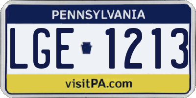PA license plate LGE1213