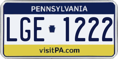 PA license plate LGE1222