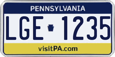 PA license plate LGE1235