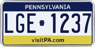 PA license plate LGE1237
