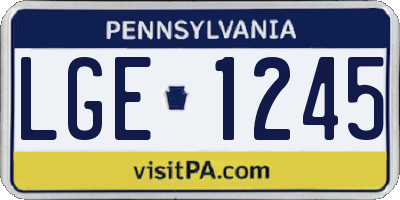 PA license plate LGE1245