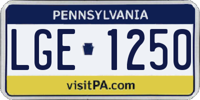 PA license plate LGE1250