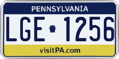 PA license plate LGE1256