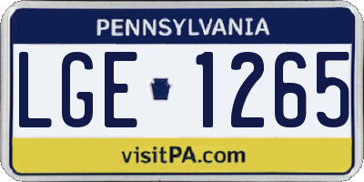 PA license plate LGE1265
