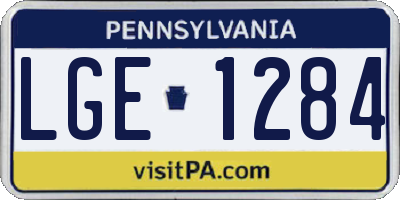 PA license plate LGE1284
