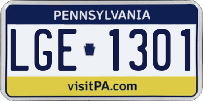 PA license plate LGE1301