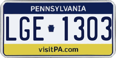 PA license plate LGE1303