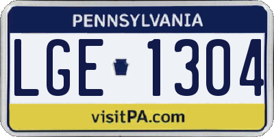 PA license plate LGE1304