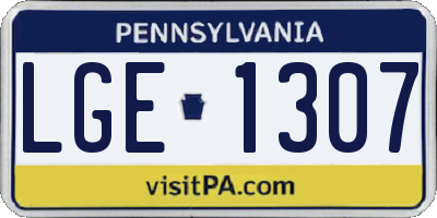 PA license plate LGE1307