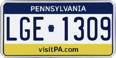 PA license plate LGE1309