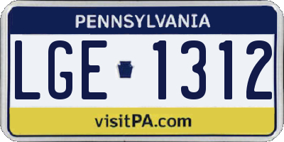 PA license plate LGE1312