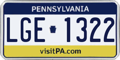 PA license plate LGE1322