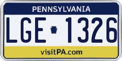 PA license plate LGE1326